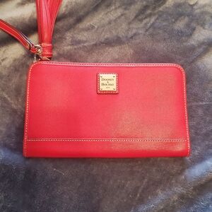 Dooney & Bourke Red Saffiano Zip Wristlet